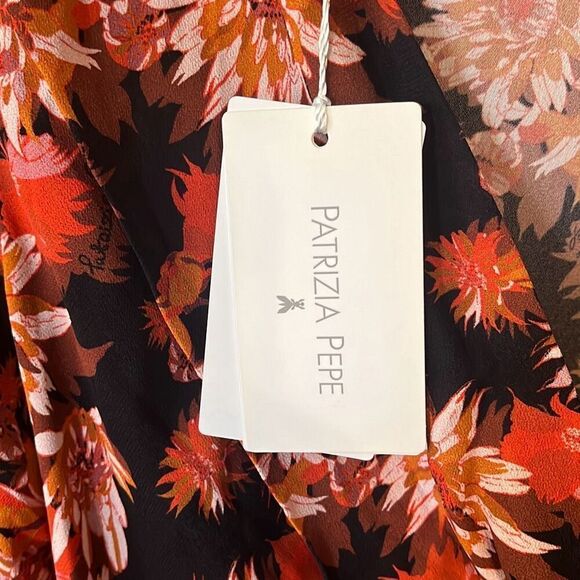 NWT PATRIZIA PEPE Floral Print Viscose Italian Blouse Top Large - Picture 5 of 9